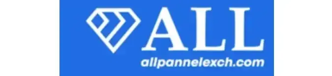 ALL logo with diamond icon and blue background displaying allpannelexch.com.