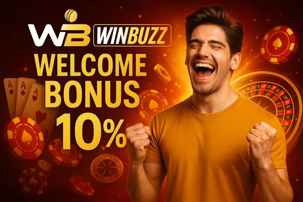 WinBuzz 10% welcome bonus with happy player and roulette
